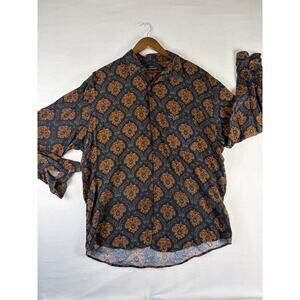Vintage Guess by Georges Marciano Button Down L Paisley Damask Rayon 90s